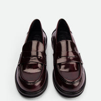 Ahri Bordeaux Brushed Leather Penny Loafer – Top View – POEVE Collection