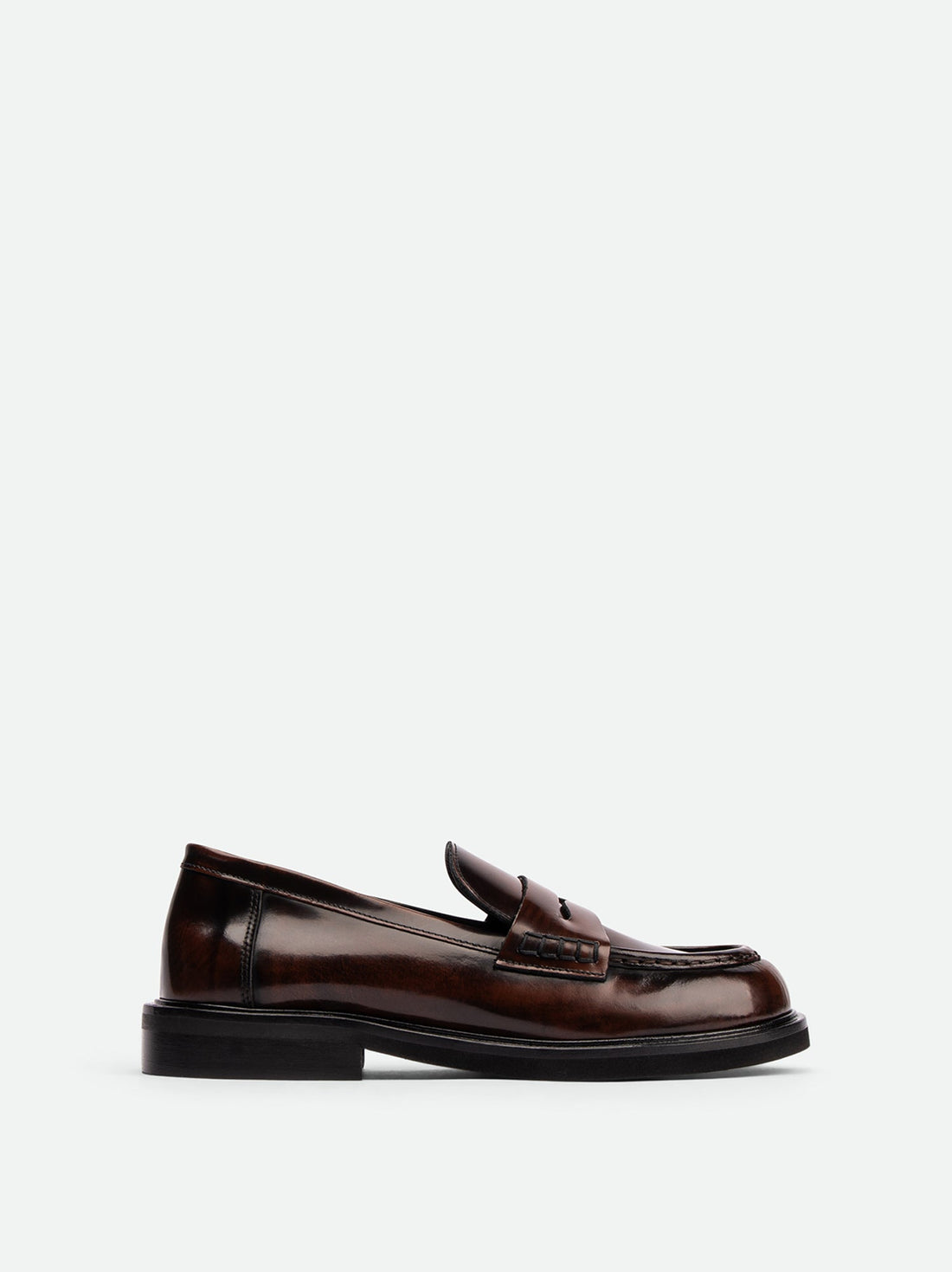 Ahri Brown Brushed Leather Penny Loafer – Side View – POEVE Collection