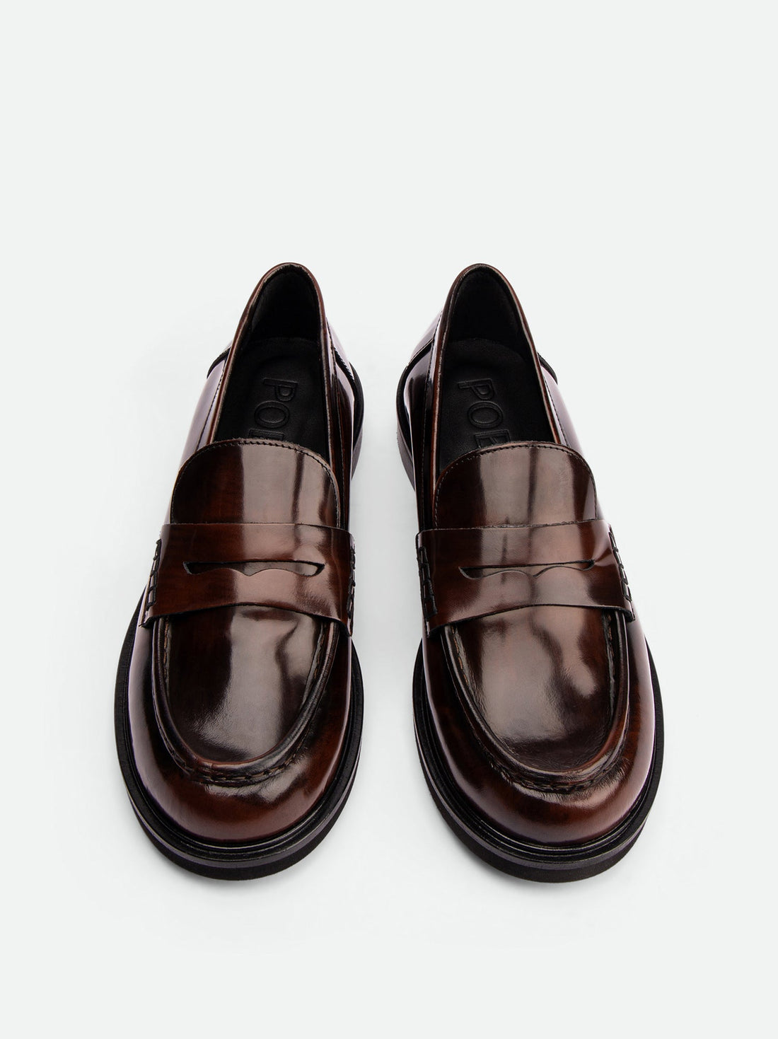 Ahri Brown Brushed Leather Penny Loafer – Top View – POEVE Collection