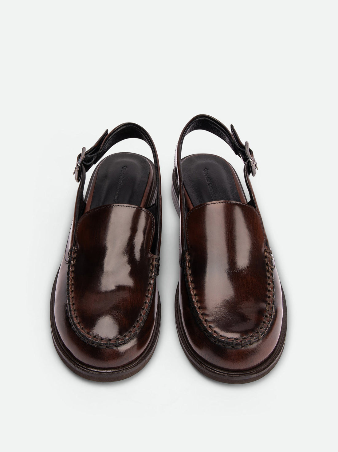 Alix Cognac Brushed Leather Slingback Loafers - Top View - POEVE Collection