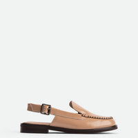 Alix Nude Brushed Leather Slingback Loafers - Side View - POEVE Collection