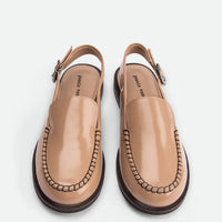 Alix Nude Brushed Leather Slingback Loafers - Top View - POEVE Collection