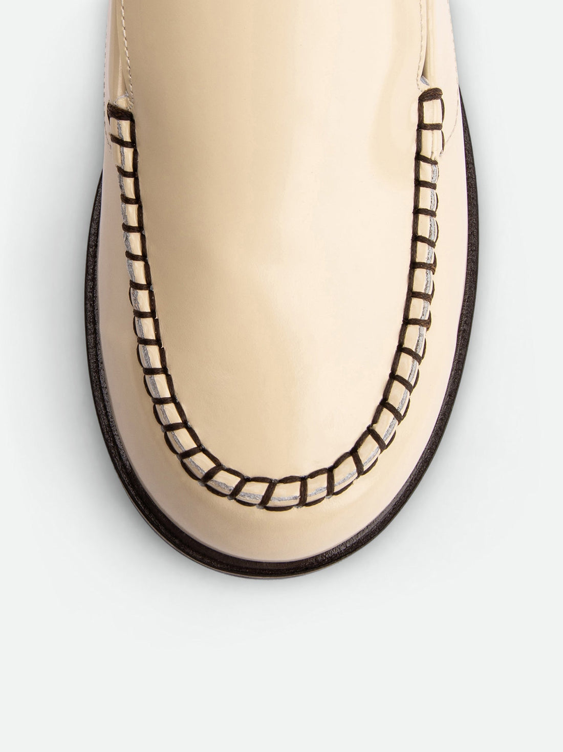Alix Limestone Brushed Leather Slingback Loafers - Toe Close-up View - POEVE Collection