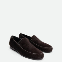 Nida Dark Brown Cavallino Leather Loafers – Angled View – POEVE Collection