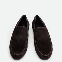 Nida Dark Brown Cavallino Leather Loafers – Top View – POEVE Collection