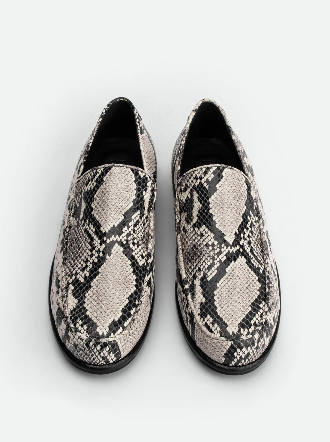 Nida Snake-embossed Leather Loafers - Top View - POEVE Collection