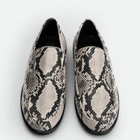 Nida Snake-embossed Leather Loafers - Top View - POEVE Collection