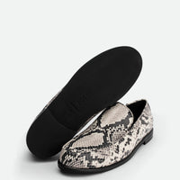Nida Snake-embossed Leather Loafers - Sole View - POEVE Collection