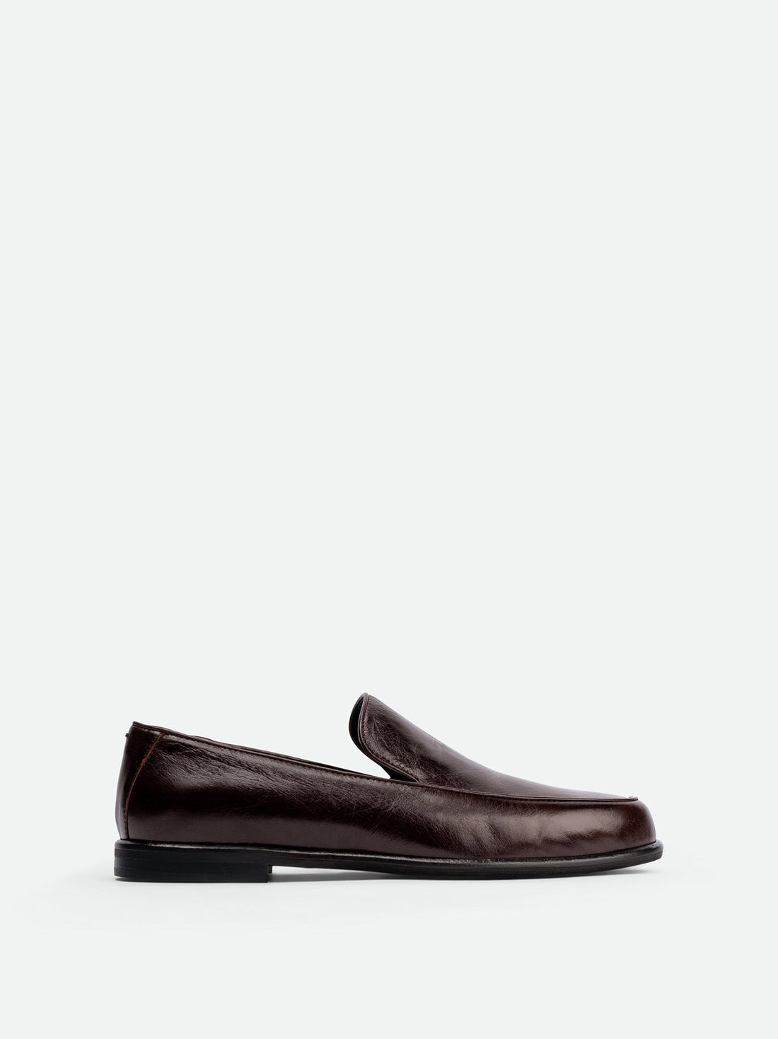 Nida Dark Brown Leather Loafers – Side View – POEVE Collection