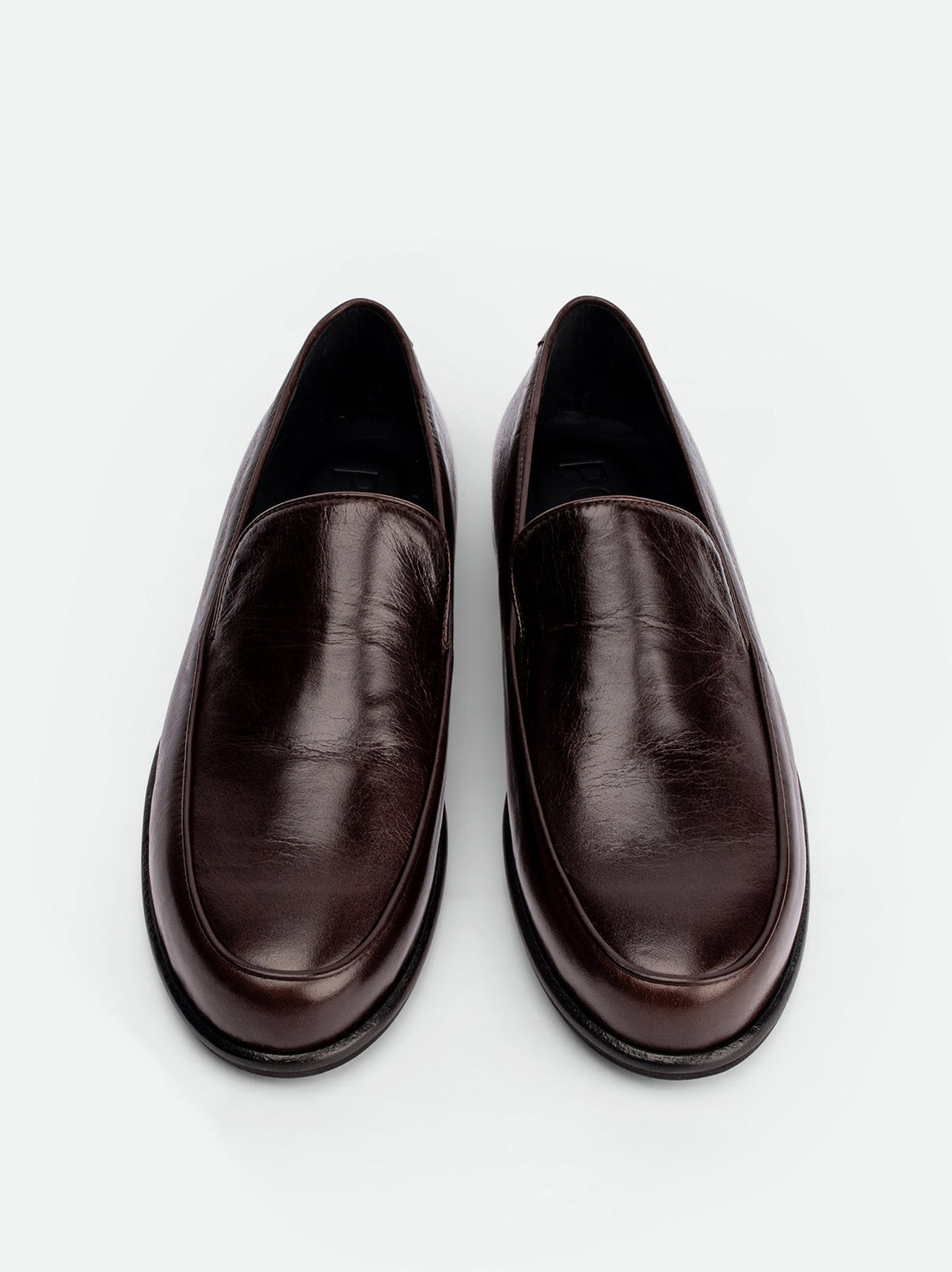 Nida Dark Brown Leather Loafers – Top View – POEVE Collection