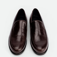 Nida Dark Brown Leather Loafers – Top View – POEVE Collection