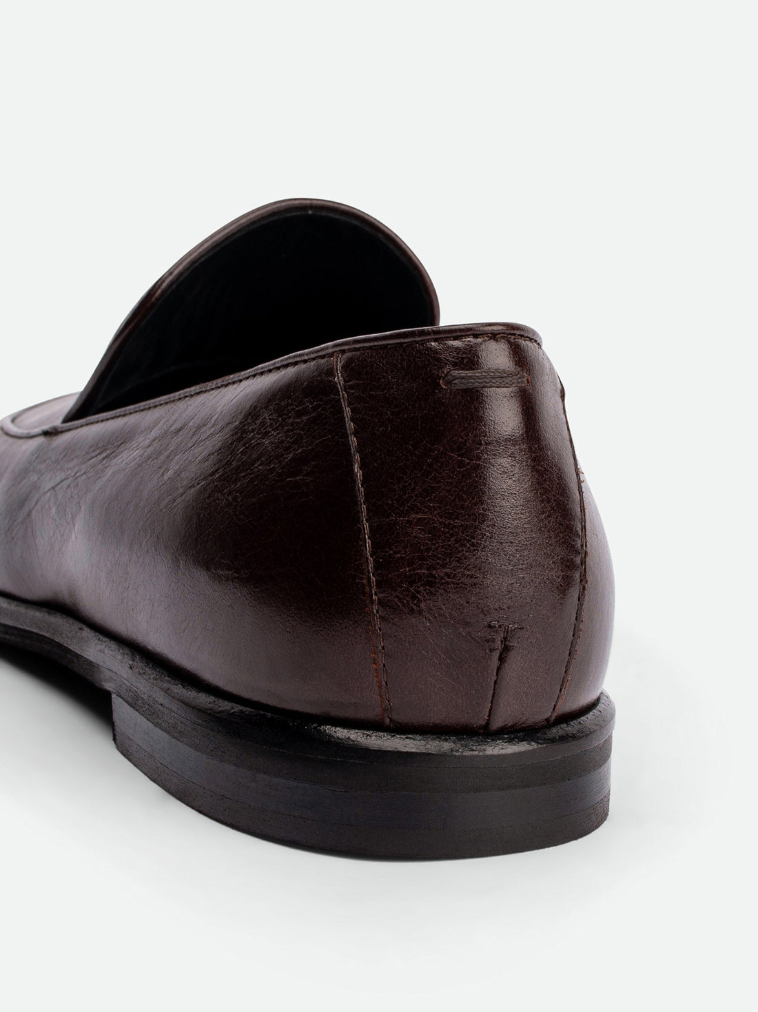 Nida Dark Brown Leather Loafers – Back View – POEVE Collection