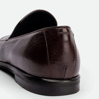 Nida Dark Brown Leather Loafers – Back View – POEVE Collection