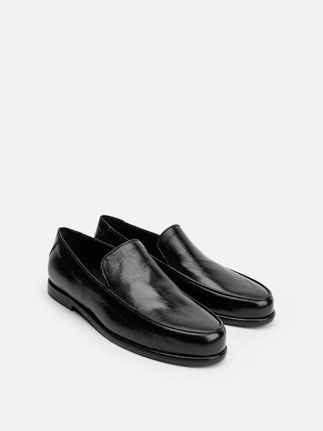 Nida Dark Brown Leather Loafers – Angled View – POEVE Collection