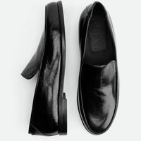 Nida Dark Brown Leather Loafers – Detail View – POEVE Collection
