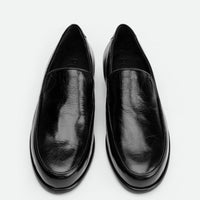 Nida Dark Brown Leather Loafers – Top View – POEVE Collection