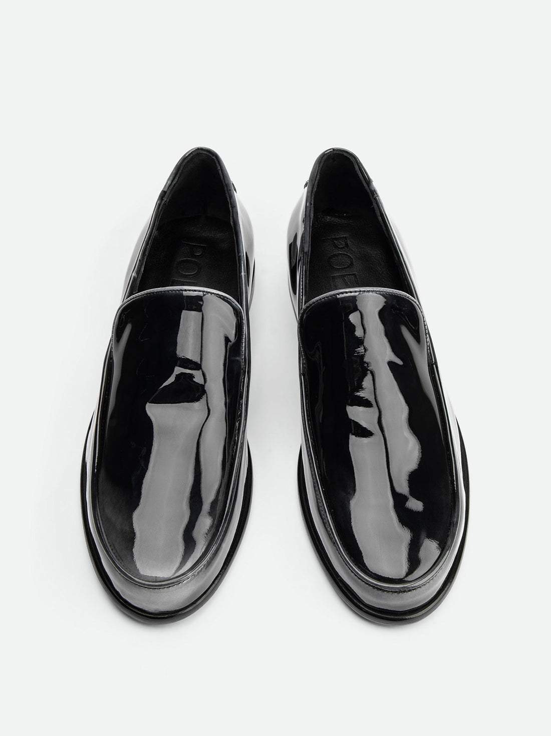 Nida Pull-Up Black-and-White Leather Loafers – Top View – POEVE Collection