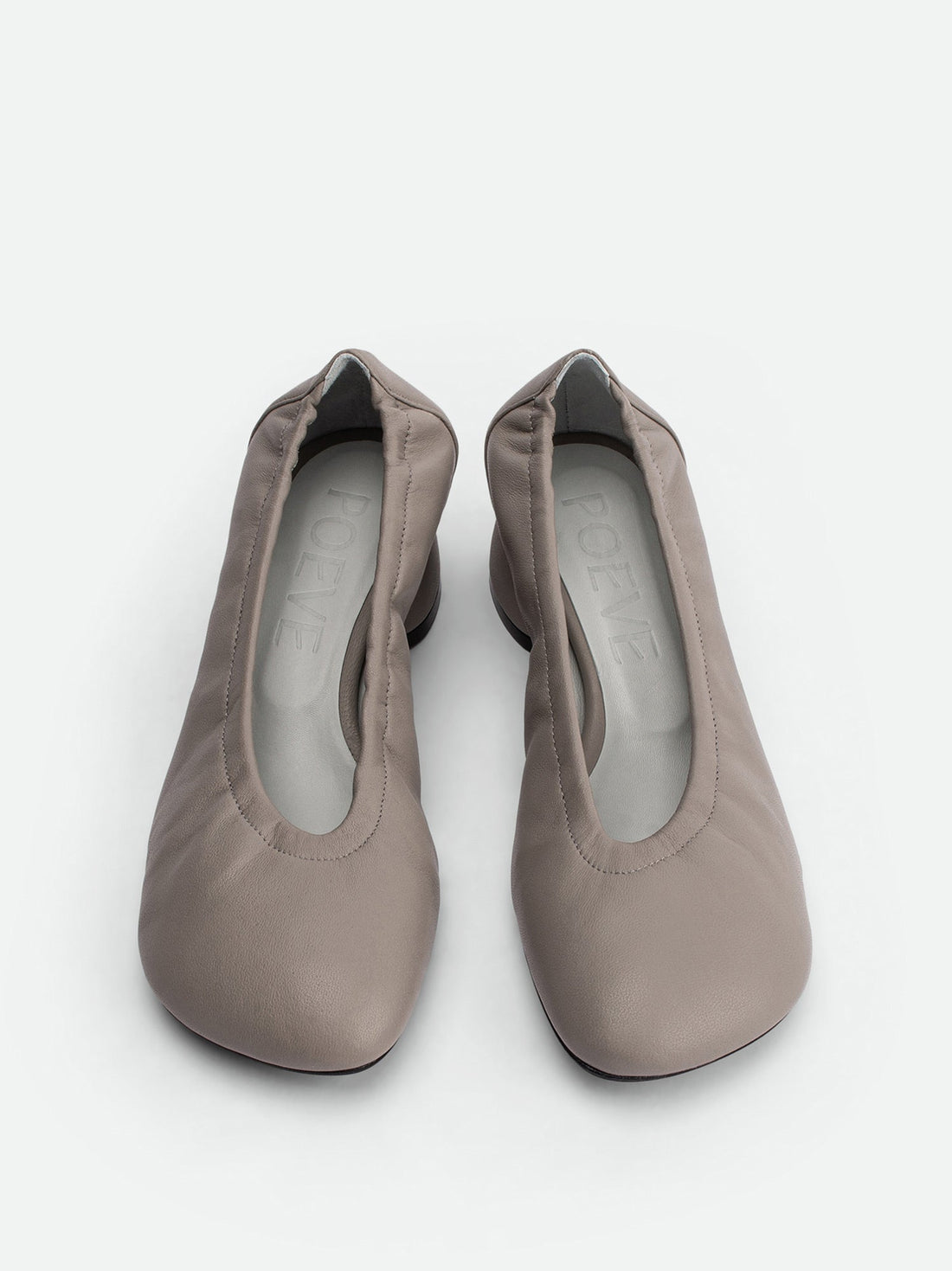 Anna Grey Leather Heel Ballerinas - Top View - POEVE Collection