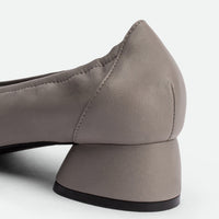 Anna Grey Leather Heel Ballerinas - Back Close-up View - POEVE Collection