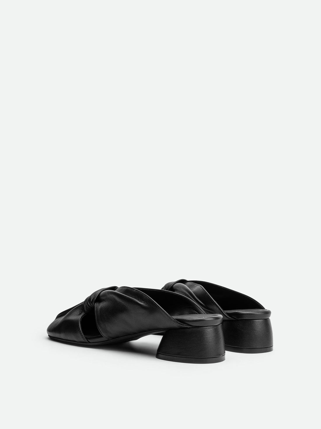 Maggie Black Leather Mules - Back View - POEVE Collection