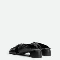 Maggie Black Leather Mules - Back View - POEVE Collection