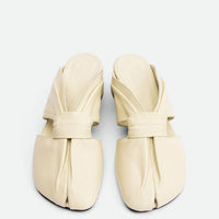 Maggie Beige Leather Mules - Top View - POEVE Collection