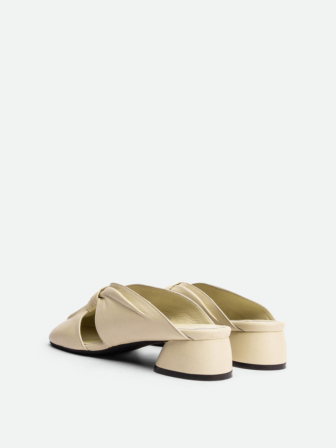 Maggie Beige Leather Mules - Back View - POEVE Collection
