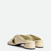 Maggie Beige Leather Mules - Back View - POEVE Collection