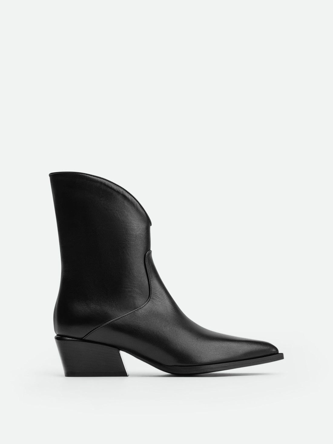 Black Italian Leather Cowboy Boots – Side View – POEVE Collection