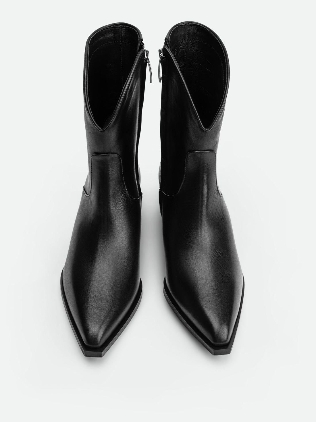 Black Italian Leather Cowboy Boots – Top View – POEVE Collection