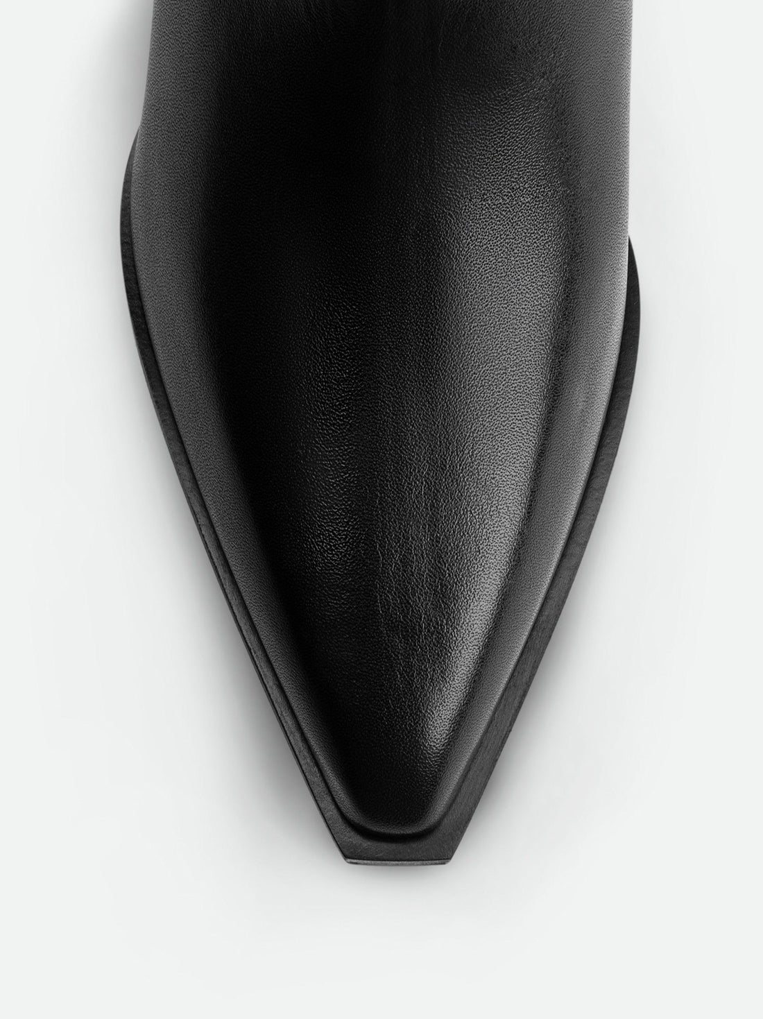 Black Italian Leather Cowboy Boots – Toe Close-Up View – POEVE Collection