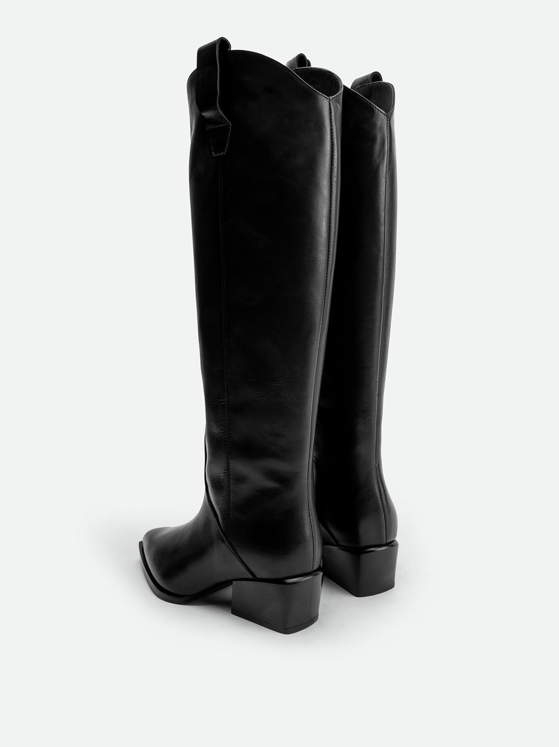 Macy Black Leather Tall Boots – Back View – POEVE Collection