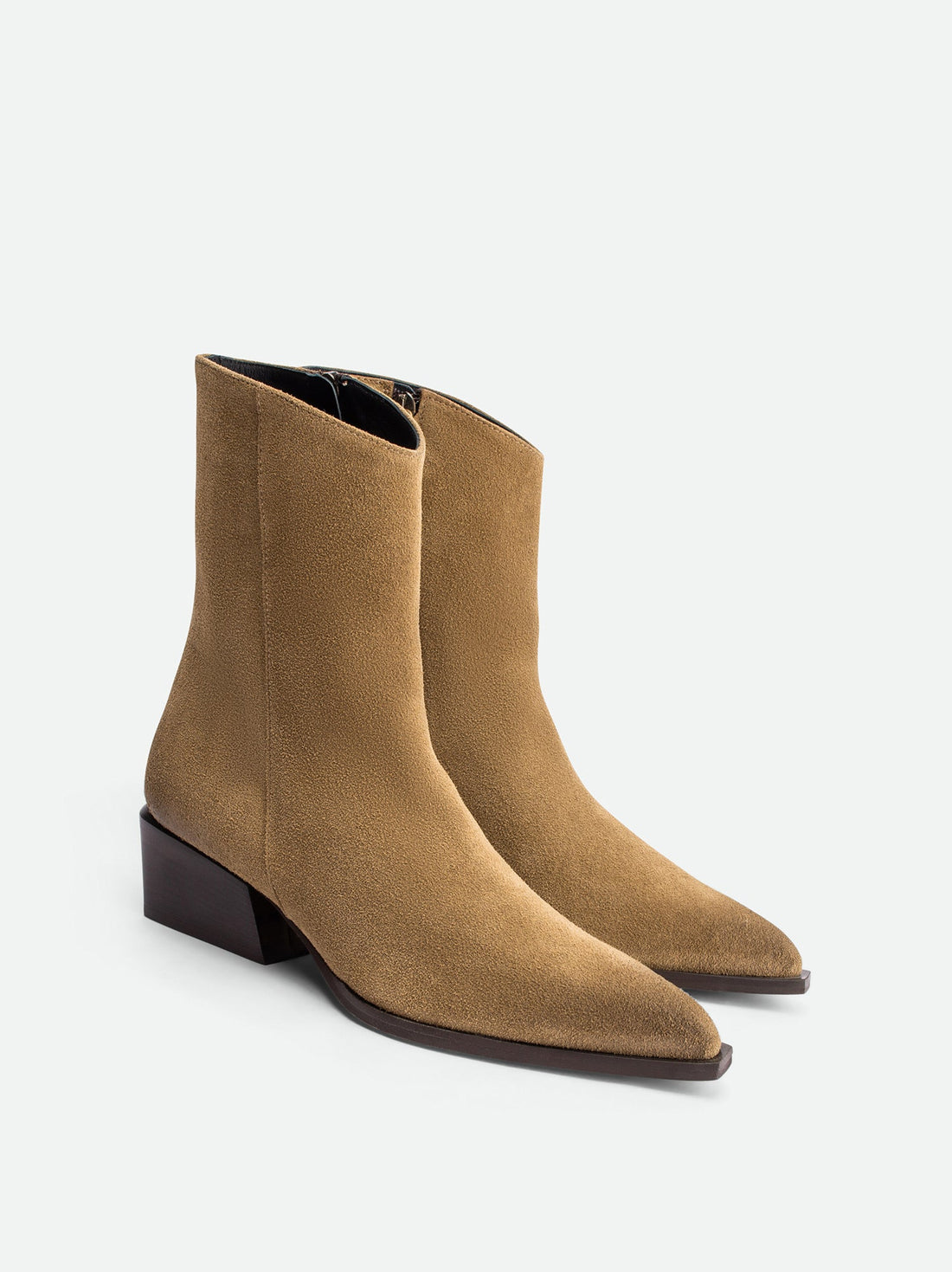 Luz Beige Crust Leather Ankle Boots – Angled View – POEVE Collection