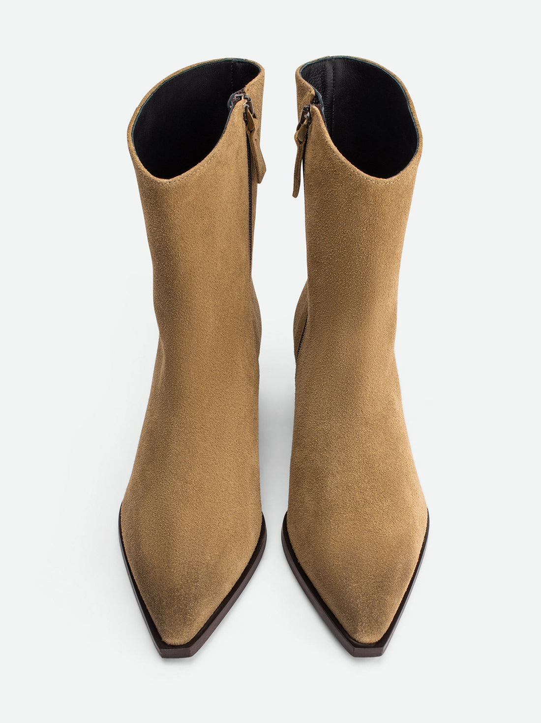 Luz Beige Crust Leather Ankle Boots – Top View – POEVE Collection