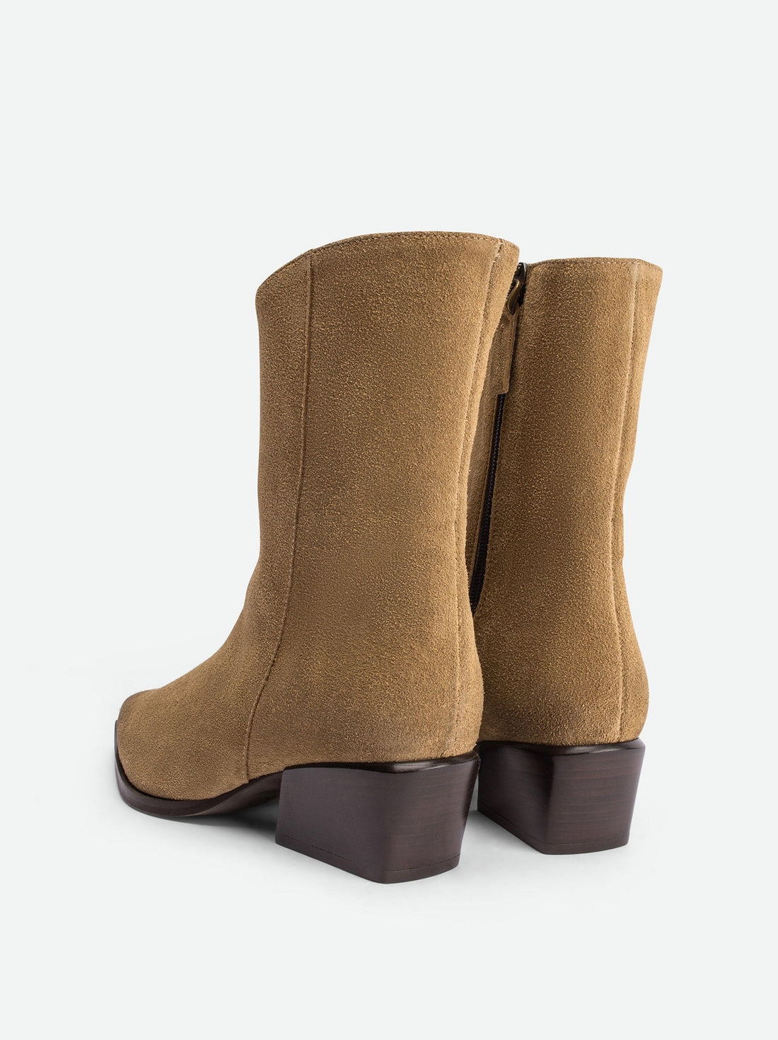 Luz Beige Crust Leather Ankle Boots – Back View – POEVE Collection