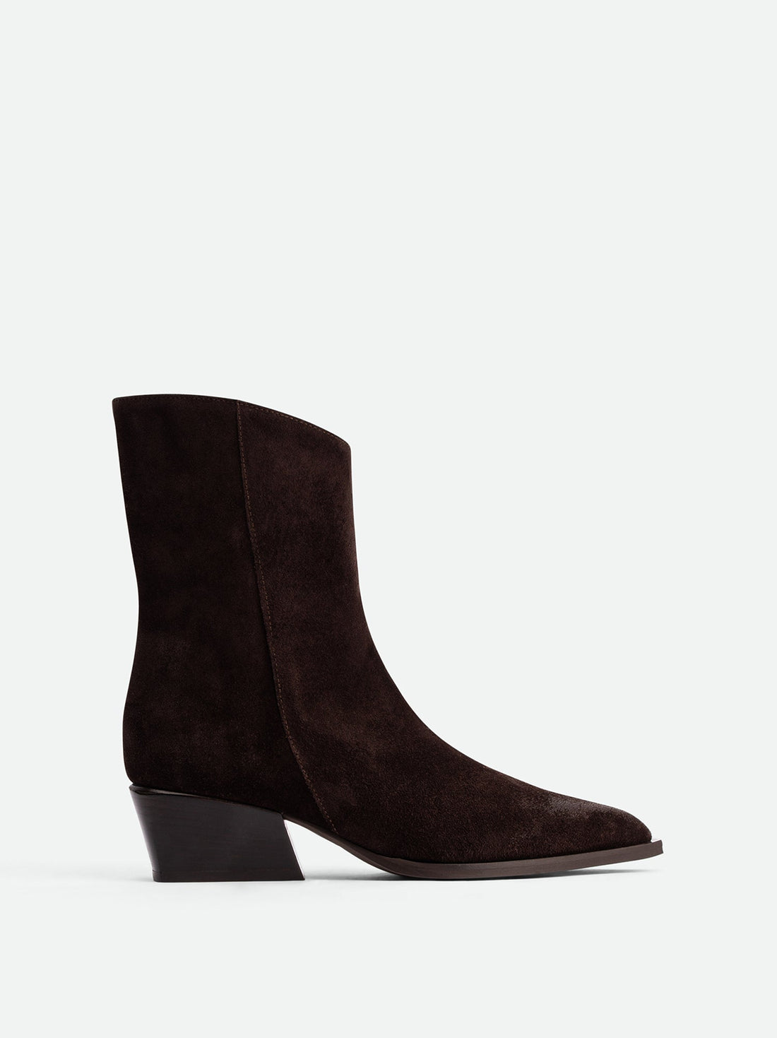 Luz Brown Crust Leather Ankle Boots – Side View – POEVE Collection