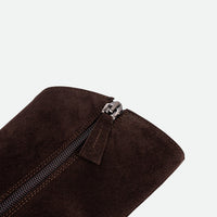 Luz Brown Crust Leather Ankle Boots – Side Close-up View – POEVE Collection