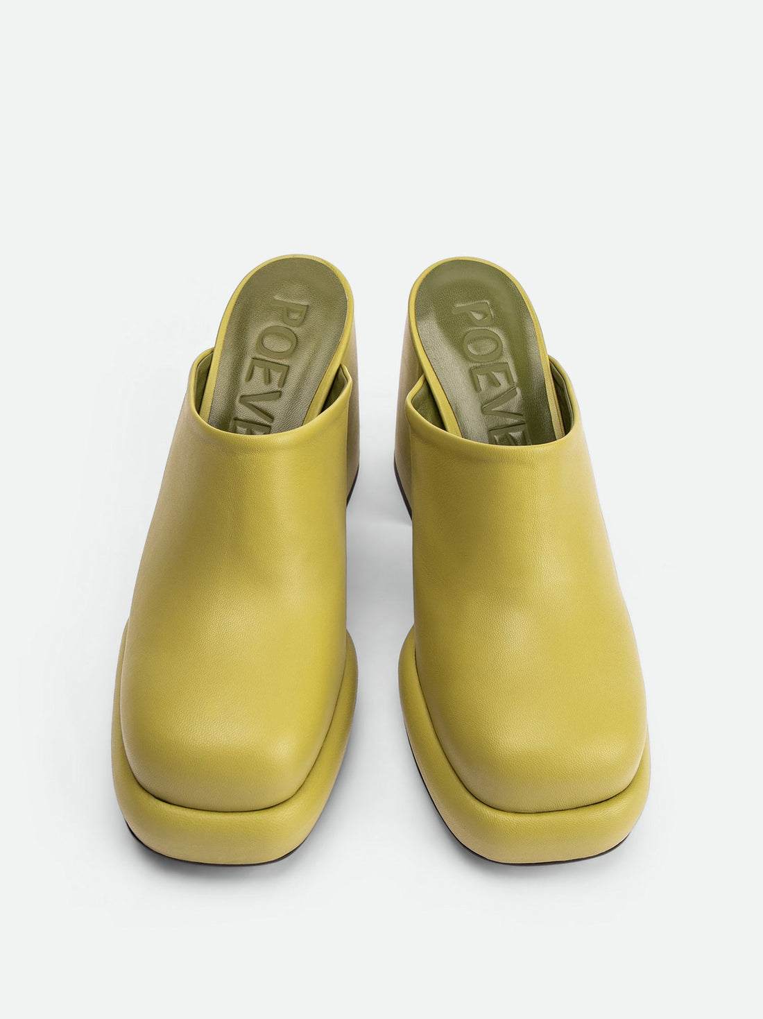 Marla Green Leather Heel Mules - Top View - POEVE Collection