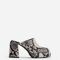 Marla Snake-embossed Leather Heel Mules - Side View - POEVE Collection