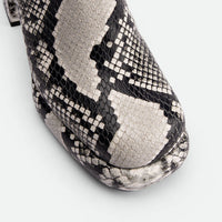 Marla Snake-embossed Leather Heel Mules - Toe Close-up View - POEVE Collection