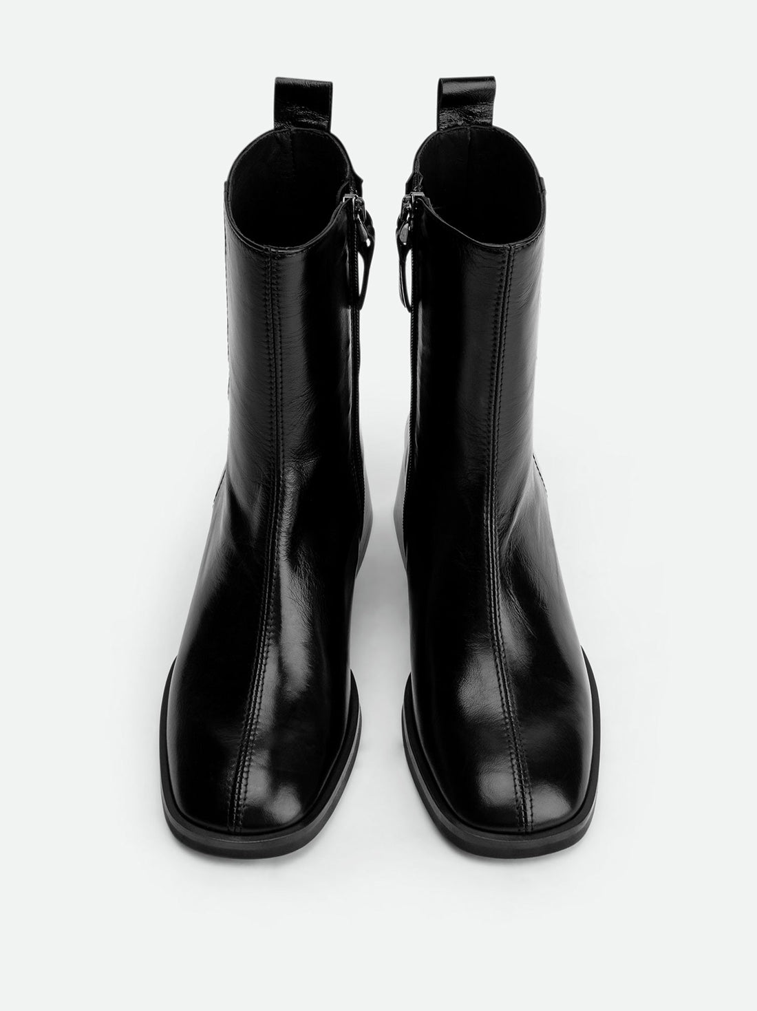 Angie Black Leather Ankle Boots - Top View - POEVE Collection