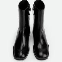 Angie Black Leather Ankle Boots - Top View - POEVE Collection