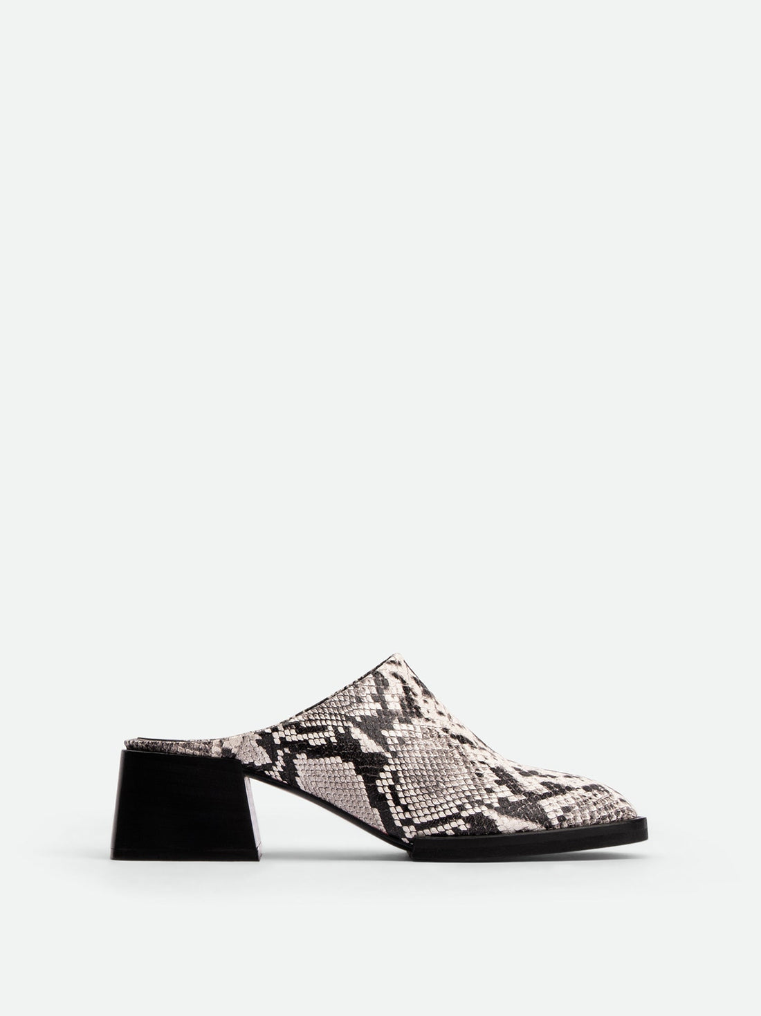 Robin Snake-embossed Leather Heel Mules - Side View - POEVE Collection