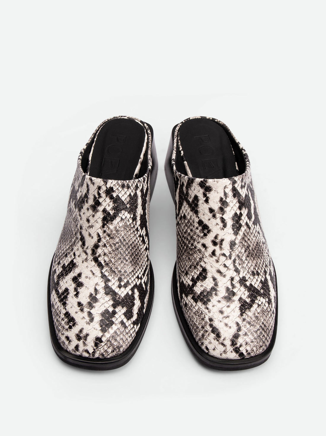 Robin Snake-embossed Leather Heel Mules - Top View - POEVE Collection