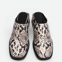 Robin Snake-embossed Leather Heel Mules - Top View - POEVE Collection