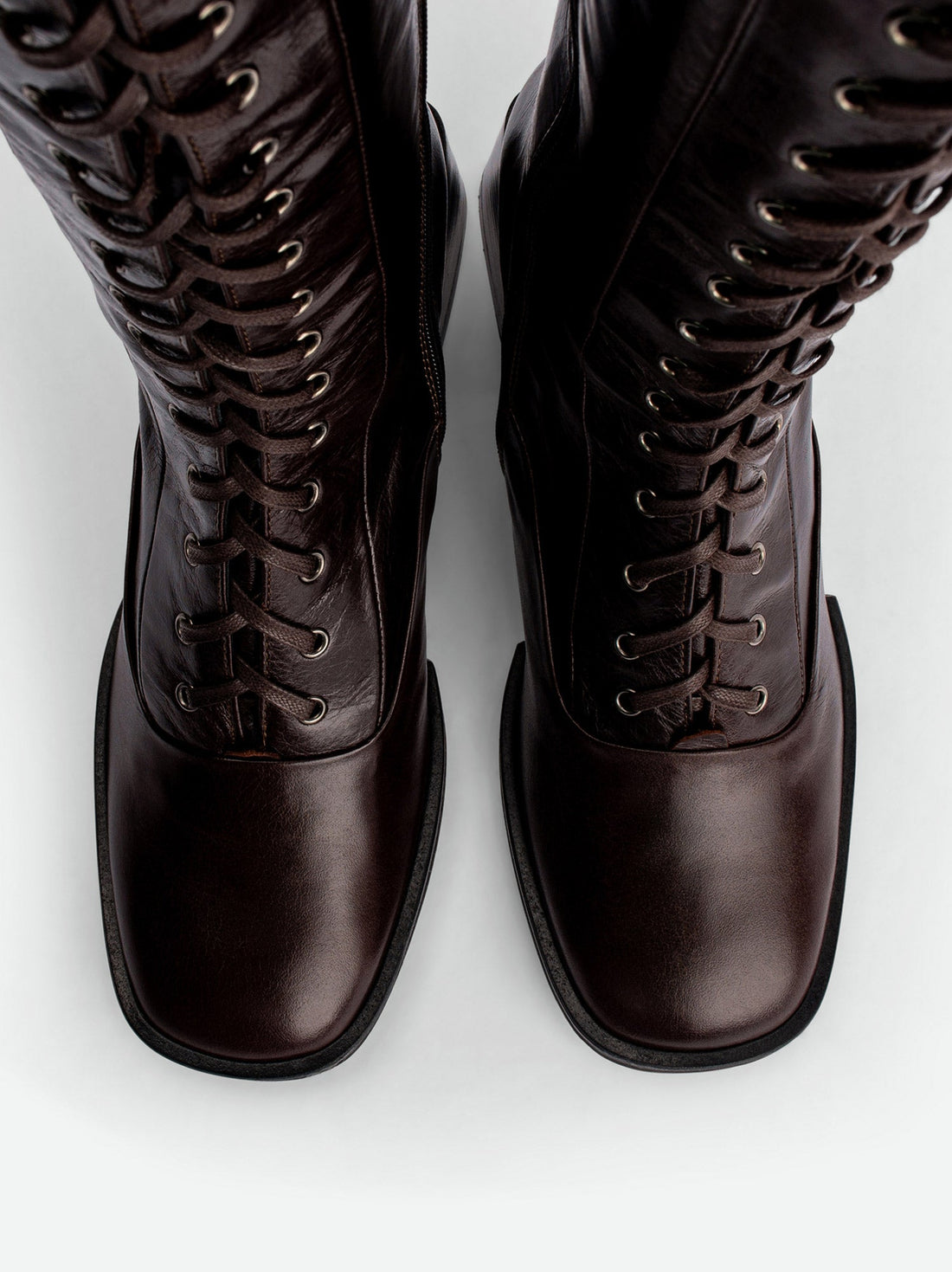 Briar Brown Leather Tall Boots - Top View - POEVE Collection