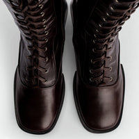Briar Brown Leather Tall Boots - Top View - POEVE Collection