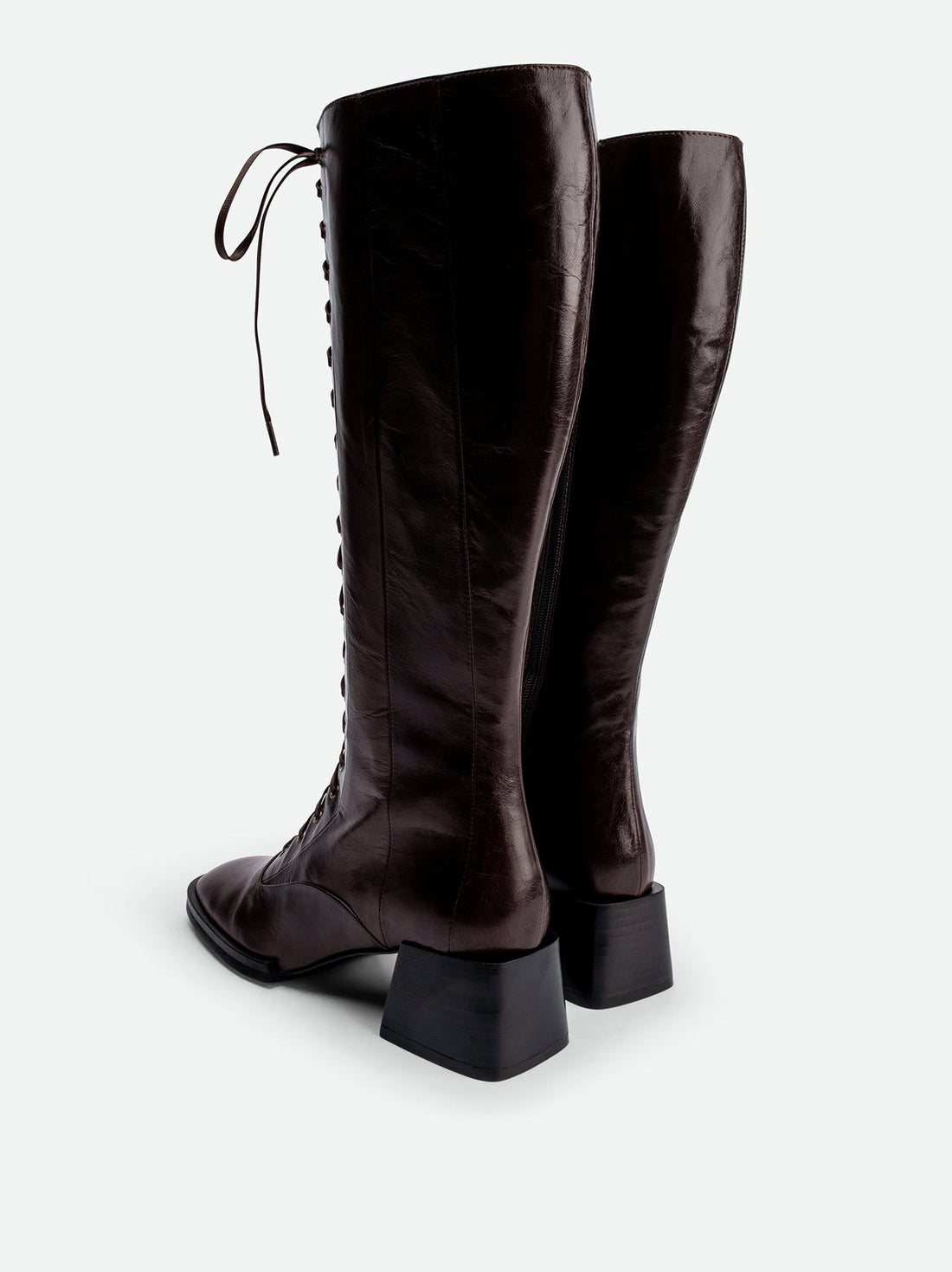 Briar Brown Leather Tall Boots - Back View - POEVE Collection