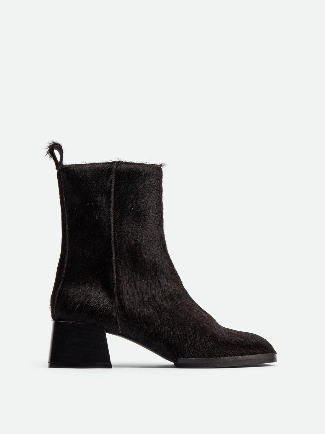 Tangy Brown Hairy Leather Ankle Boots - Side View - POEVE Collection