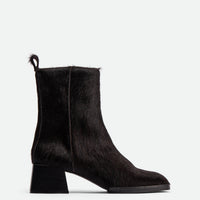 Tangy Brown Hairy Leather Ankle Boots - Side View - POEVE Collection